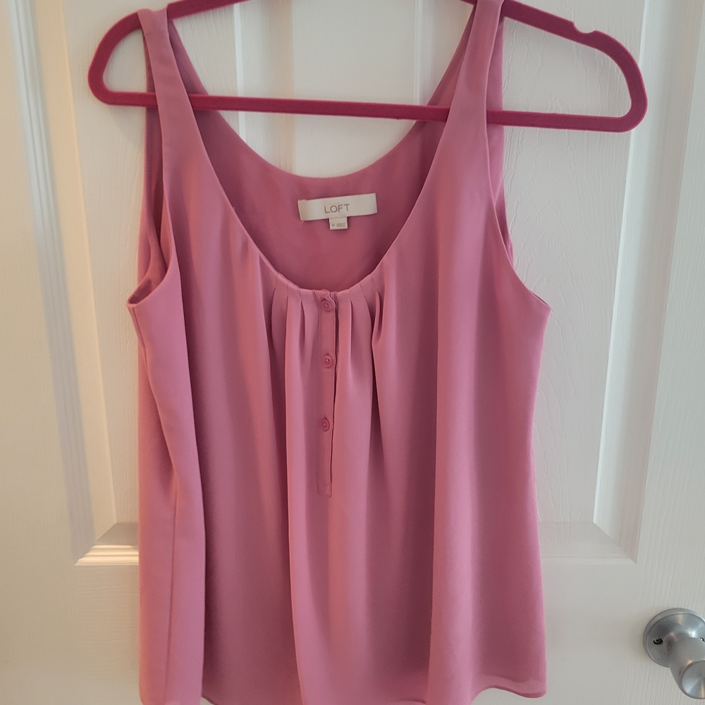 LOFT Rose Pink Button-Front Tank Top